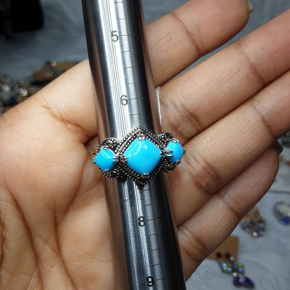 925 Sleeping Beauty Turquoise Ring. - Picture 2 of 2